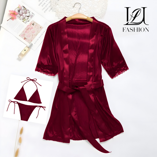 Satin Robe & Lingerie Set
