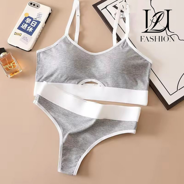 Soft Ribbed Knit Bralette & Thong Set