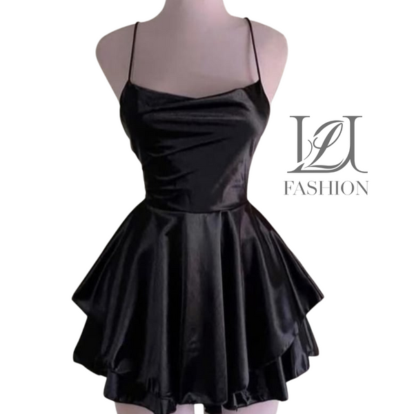 Midnight Satin Mini Dress